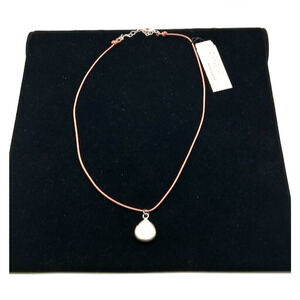 NWT Peyote Bird Teardrop Leather Cord Necklace Genuine Stone Sterling Silver 18"